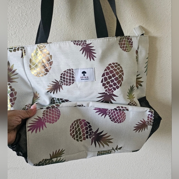 Esvan Jc Women's Tropical Pineapple Print Tote Bag - Picture 5 of 10